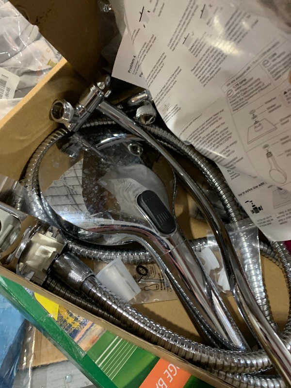 Photo 1 of (PARTIAL SET) Hibbent 12'' All Metal Shower Head, High Pressure Rainfall Shower Head, Handheld Showerhead Combo, 12'' Adjustable Curved Shower Extension Arm, 7-Spray, 71'' Hose, Adhesive Showerhead Holder, Chrome