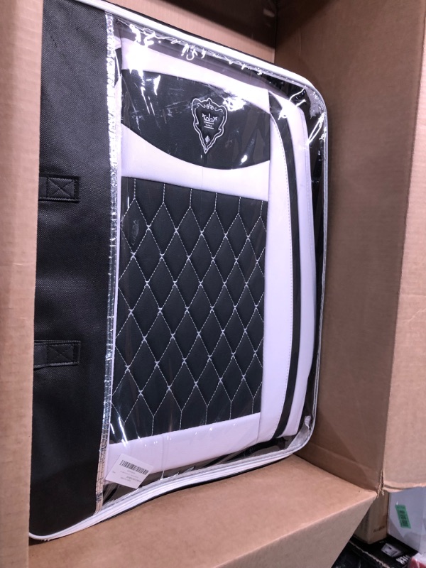 Photo 4 of ***USED - LIKELY MISSING PARTS - UNABLE TO VERIFY FUNCTIONALITY***
Car Seat Covers Full Set, Super Luxurious Heavy Duty Waterproof Leather Automotive Vehicle Cover for Cars SUV Pick-up Truck, Universal Non-Slip Black White Seat Car Accessories 