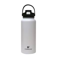 Photo 1 of  Hydraflow Hybrid - Triple Wall Vacuum Insulated Water Bottle with Flip Straw (34oz, WHITE ) Stainless Steel Metal Thermos, Reusable Leak Proof BPA-FREE for Sports and Travel