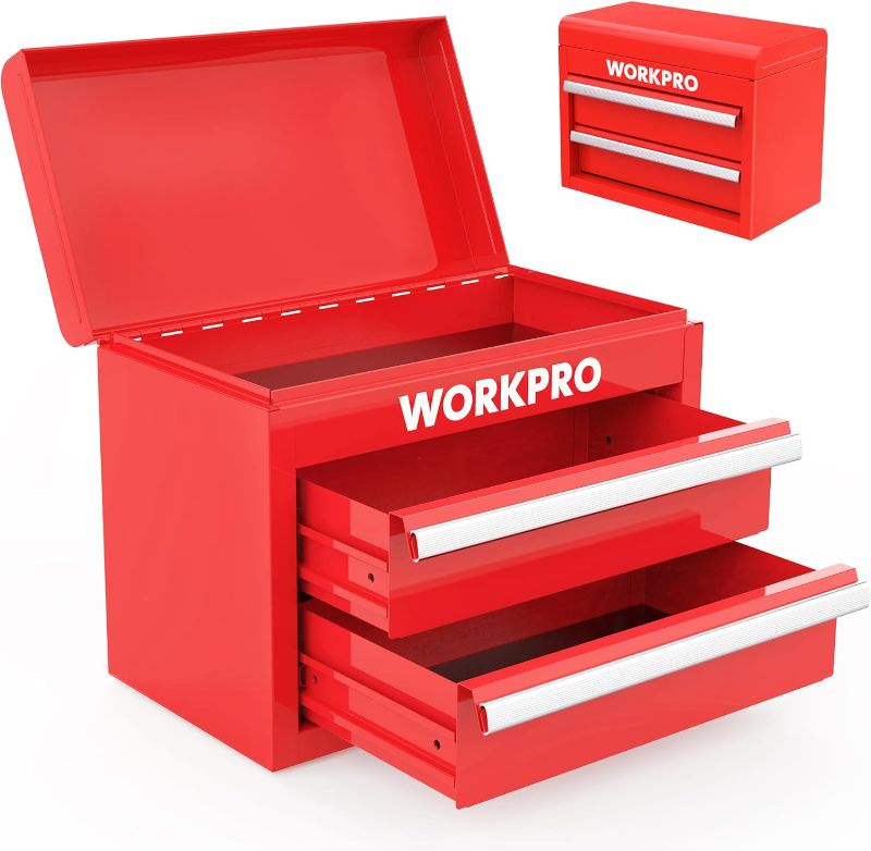 Photo 1 of *****STOCK IMAGE FOR SAMPLE*****
P.I.T. Mini Red Tool Box, Portable 3 Drawer Steel Stackable Tool Box with Magnetic Tab Locking, Red Micro Top Chest with Liner for Tools Storage and Organizers, Home DIY
