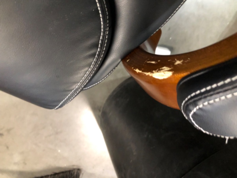 Photo 4 of ***USED - DAMAGED - MISSING PARTS - SEE PICTURES - NO PACKAGING***
La-Z-Boy Delano Big & Tall Executive Office Chair, High Back Ergonomic Lumbar Support, Bonded Leather, Black with Mahogany Wood Finish