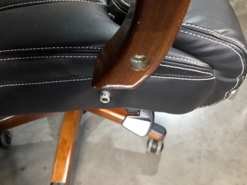 Photo 5 of ***USED - DAMAGED - MISSING PARTS - SEE PICTURES - NO PACKAGING***
La-Z-Boy Delano Big & Tall Executive Office Chair, High Back Ergonomic Lumbar Support, Bonded Leather, Black with Mahogany Wood Finish