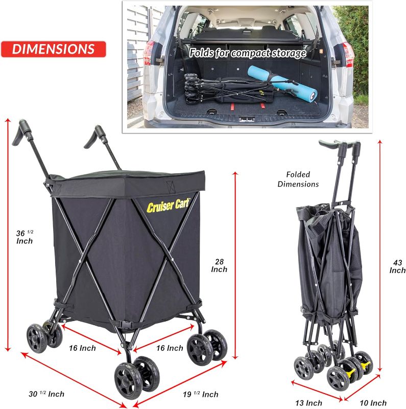 Photo 4 of (READ FULL POST) dbest products Cruiser Cart Urban 360 Folding Shopping Grocery Collapsible Laundry Basket on Wheels Foldable Utility Trolley Carrito de Compras
