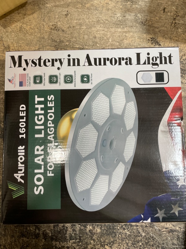 Photo 2 of Aurolit Flagpole Light Solar Powered,Auro 6 Updated Flag Pole Light Ultra Bright 160 LED for 15-25 Ft Poles,15 Hour Dusk to Dawn Auto On/Off,Spectacular Aurora Lighting on Outdoor Pole Top