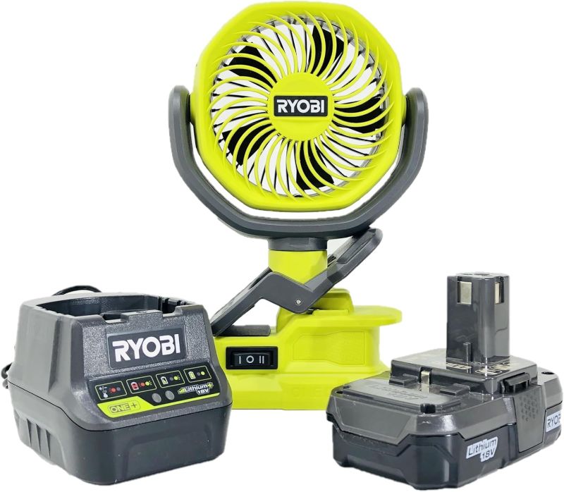 Photo 1 of *TOOL ONLY* ONE+ 18-Volt Cordless 4 in. Clamp Fan PCF02 Kit with Battery and Charger (Bulk Packaged)
