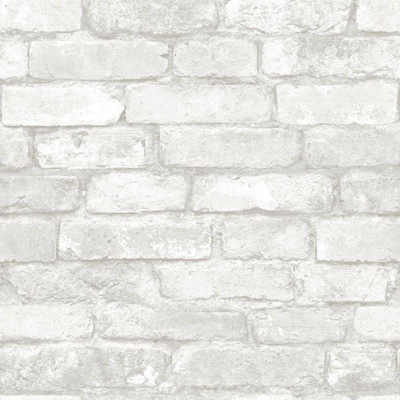 Photo 1 of * DAMAGED* NuWallpaper NU3010 Grey and White Brick Peel & Stick Wallpaper, Multicolor
