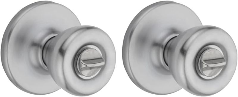 Photo 1 of *MISSING PARTS* Kwikset 93001-871 Tylo Bed & Bath Knob in Satin Chrome (Pack of 2)
