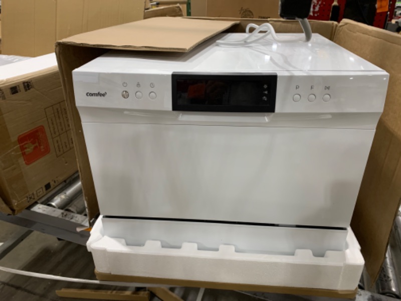 Photo 2 of * SMALL DENT* COMFEE’ Portable Mini Dishwasher, Energy Star, Countertop, 6 Place Settings, with 8 Washing Programs, Speed, Baby-Care, ECO& Glass, Dish Washer for Dorm, RV& Apartment, White Whole White