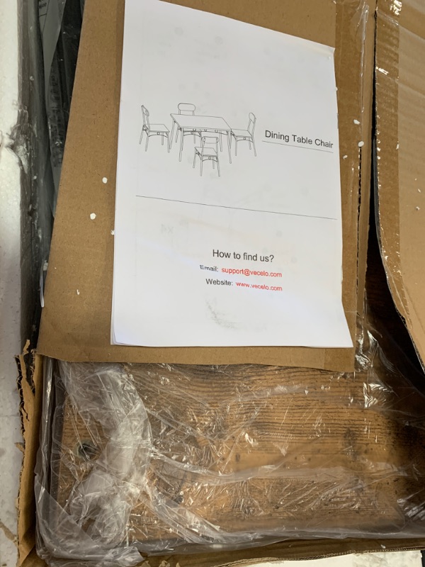 Photo 3 of *MISSING PARTS* VECELO Dining Table Set for 4, 5 Piece Dinette with Chairs for Kitchen, Breakfast Nook and Small Space, Brown
