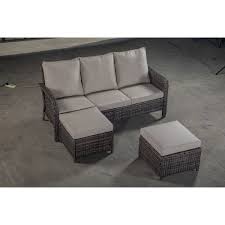 Photo 1 of *PARTIAL SET BOX 1/3 PE Wicker Sectional Sofa with 2 Stools and Cushions
