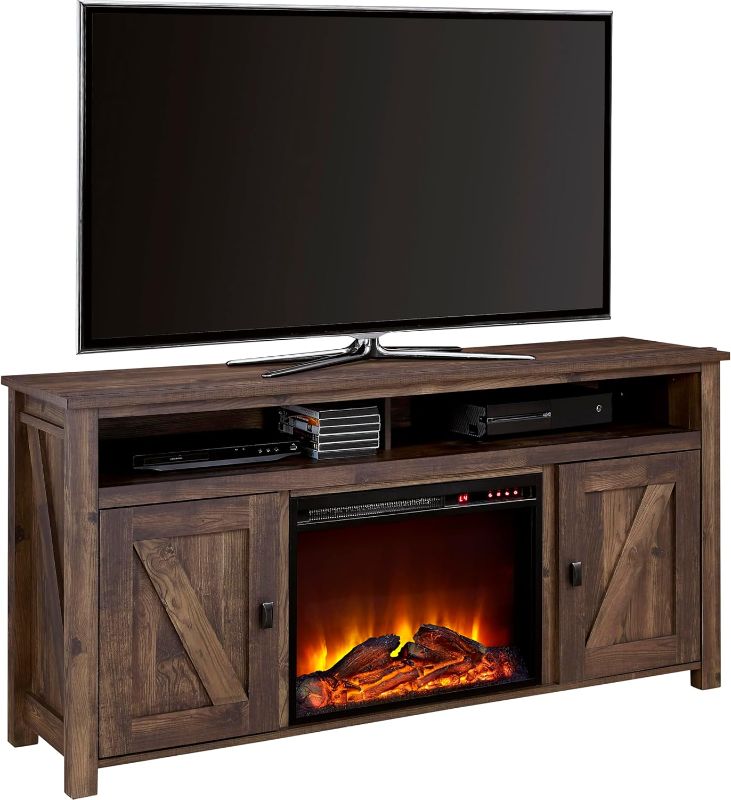 Photo 1 of Ameriwood Home Farmington Electric Fireplace Console for TVs up to 60", Rustic
