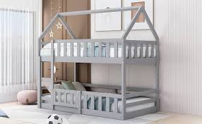 Photo 1 of * SEE NOTES* ZNTS Twin over Twin House Bunk Bed with Fence