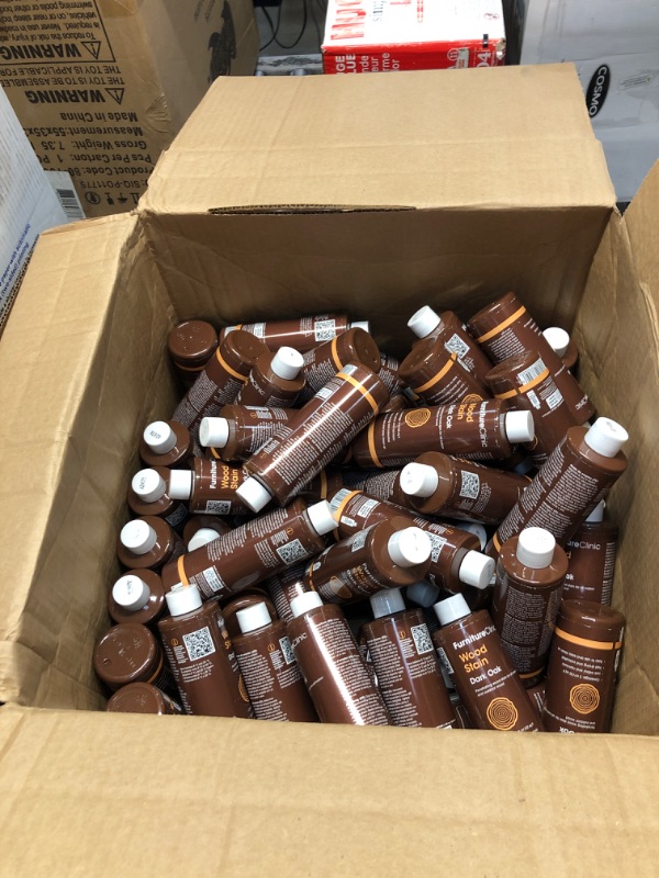 Photo 1 of *****LARGE BOX OF  Furniture Clinic Wood Stain | Multiple Finishes | Fast Drying | Indoor and Outdoor Furniture and More | Water Based, Low Odor, Non-Toxic | Polyurethane| Dark Oak (8.5oz / 250ml)