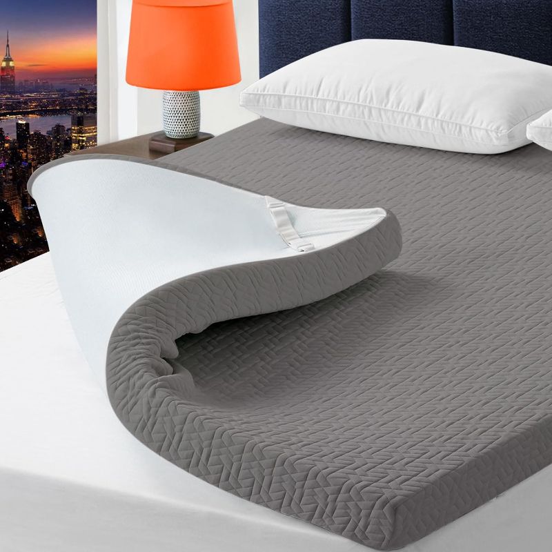 Photo 1 of *See Photos for Type* GREY AND WHITE MATTRESS TOPPER KING 4IN