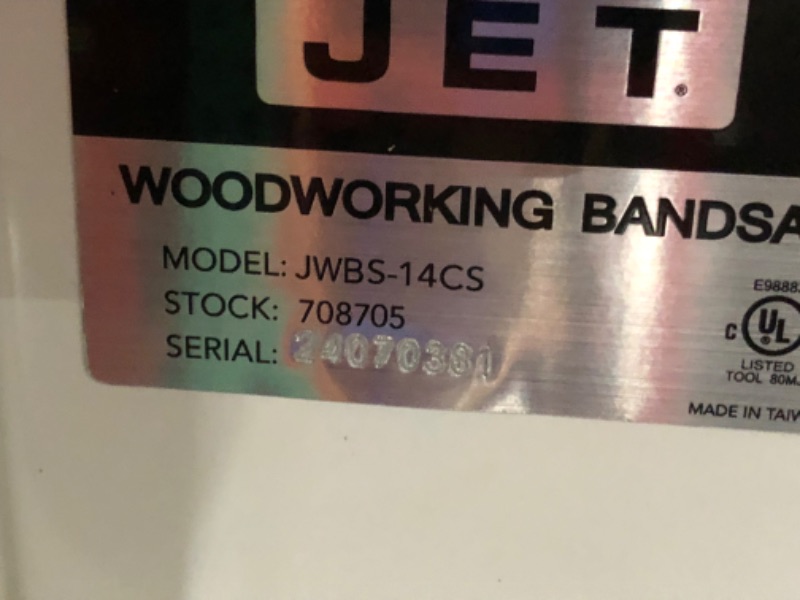 Photo 4 of ***NONREFUNDABLE - THIS SALE FINAL -  PARTS ONLY - SEE COMMENTS***
JET 14-Inch Woodworking Bandsaw, 1 HP, 115/230V 1Ph (Model JWBS-14CS) Woodworking Bandsaw with Graphite Guide Block