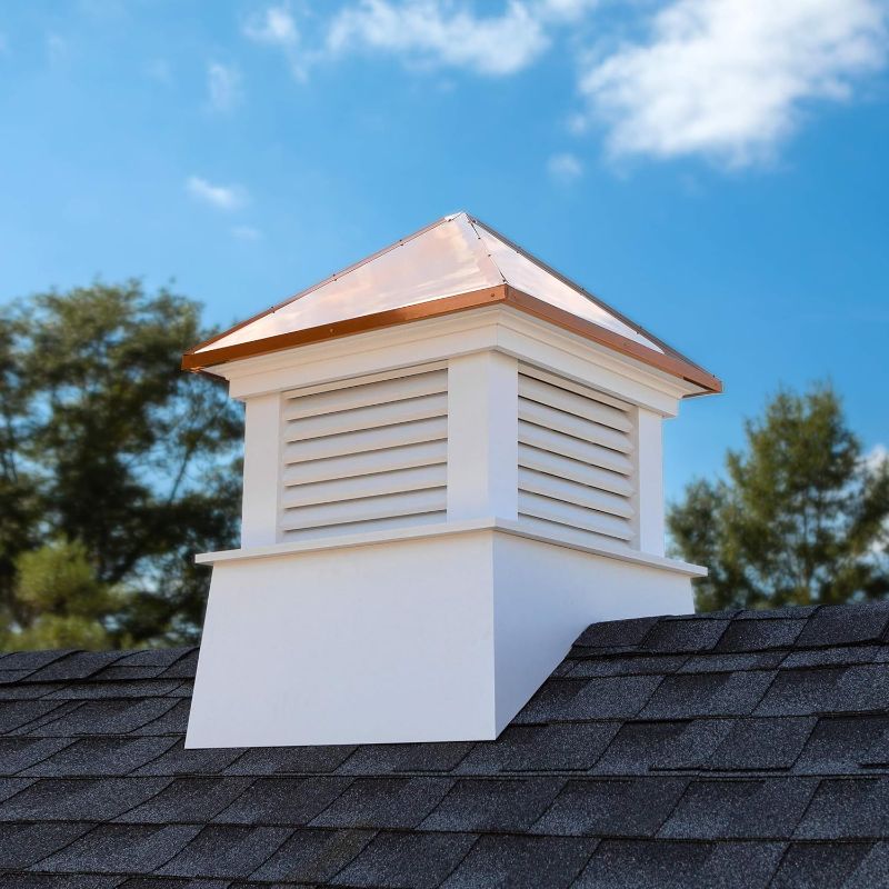 Photo 1 of ***MISSING HARDWARE***Good Directions Vinyl Manchester Louvered Cupola with Pure Copper Roof, Maintenance Free Solid Cellular PVC Vinyl, 48" x 64", Reinforced Roof and Louvers, Cupolas,White
