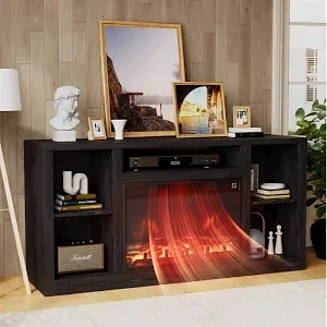 Photo 1 of * MISSING HARDWARE* Homall 58 Inch Modern TV Stand with Electric Fireplace Shelf Media Storage TV Stand for TVs Up to 65",Black
