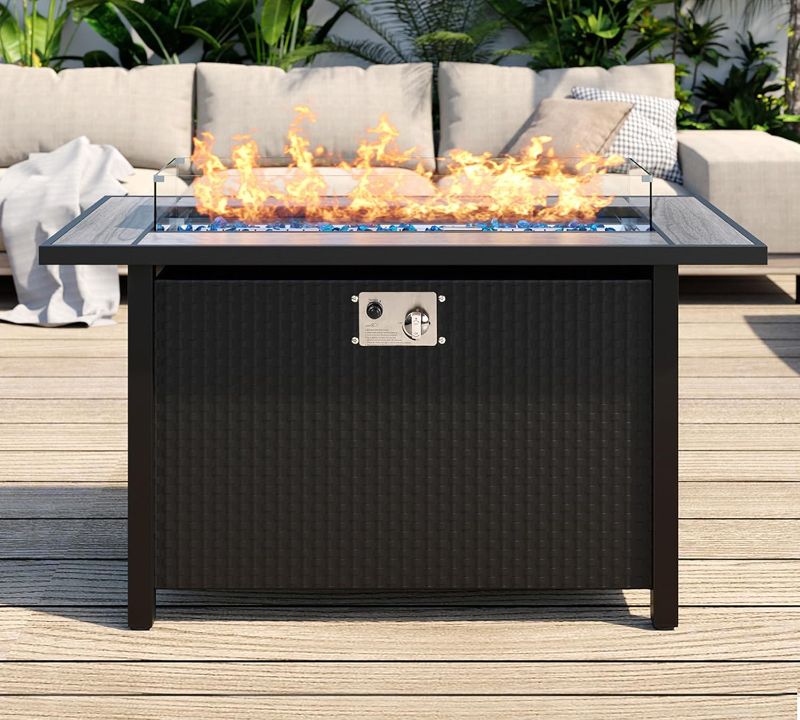 Photo 1 of ***Parts Only***SUNLEI 45 Inch Gas Fire Pit Table, Patio Outdoor Propane Fire Pits with Removable Lid and Lava Rock, 50000 BTU Waterproof Cover and Tables for Patio Garden(Grey)…
