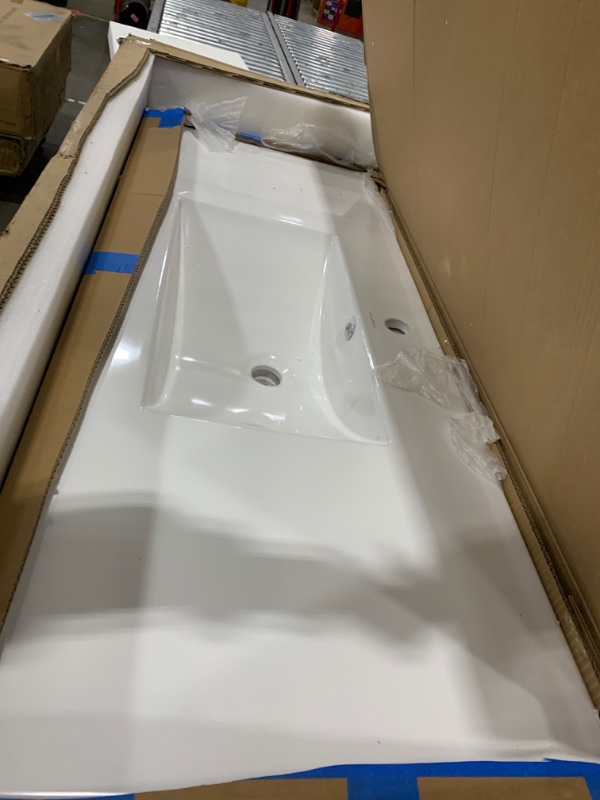 Photo 2 of 48" Ceramic Vanity Sink Top Glossy White 48 Inch