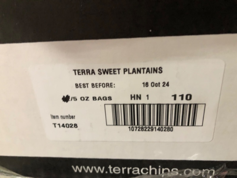 Photo 2 of ***(NON REFUNDABLE) **
**EXP DATE: 10/16/2024** Terra, Real Vegetable Chips, Plantains, Sweet , 5 Oz (141 G) 10 COUNT 