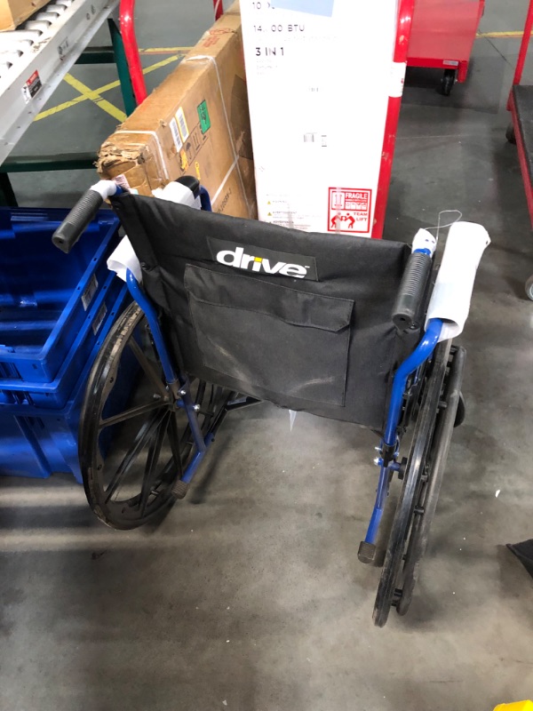 Photo 3 of ***HEAVILY USED AND DIRTY - MISSING A FOOTREST - SEE PICTURES - NO PACKAGING***
Blue Streak Wheelchair with Flip Back Desk Arms, Elevating Leg Rests 20" Seat