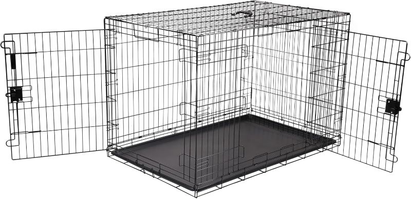 Photo 1 of AMAZON BASICS 48IN FOLDABLE DOG METAL CRATE DOUBLE DOOR