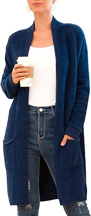 Photo 1 of *STOCK PHOTO JUST FOR REFERENCE** QIXING Women's 2024 Casual Open Front Knit Cardigans Long Sleeve Plush Sweater Coat with Pockets XL