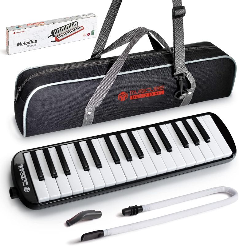 Photo 1 of *STOCK PHOTO JUST FOR REFERENCE** Melodica for Kids 32 Keys Melodica Instrument Air Piano Keyboard with 1 Long Tube, 1 Short Mouthpiece, 1 Bag for Beginners Students, Musical Gift for Boys & Girls (BLACK)
