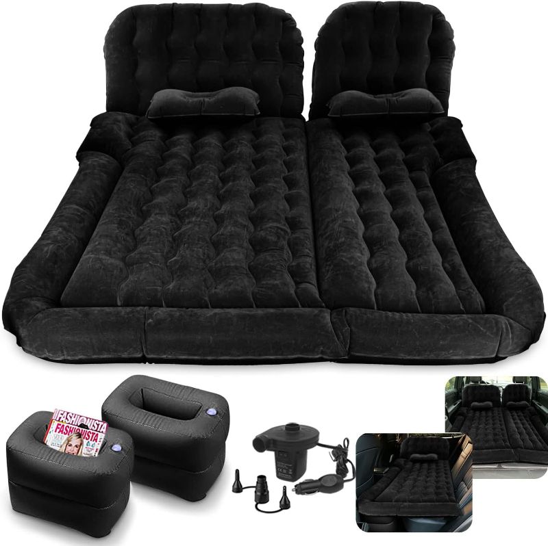 Photo 1 of *UNKNOWN OF ANY HOLES/ DAMAGE** 3 in 1 SUV Air Matterss | Car Mattress with Electric Air Pump-2 Support Fillers & 2 Pillows Fits SUV|MPV|Minivan for Road Trip Camping Black Black Suv Mattress