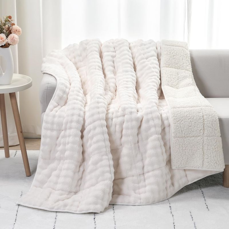 Photo 1 of *STOCK PHOTO JUST FOR REFERENCE** Weighted Blanket Bubble Faux Fur Plush Sherpa Weighted Blankets for Adults