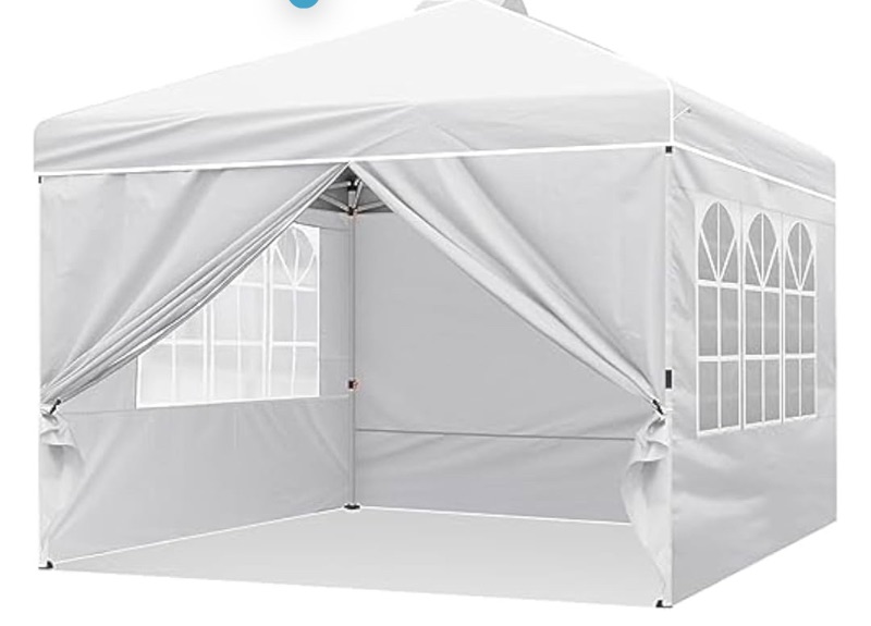 Photo 1 of 10x10 Pop Up Canopy, Instant Canopy Tent with Removable Sidewalls and Mesh Windows for Vendor Events, Outdoor Craft Show, Farmers Markets
