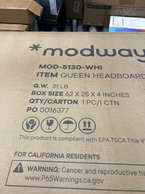 Photo 1 of *** ONLY HEADBAORD NO HARDWARE *** Lily Tufted Faux Leather Upholstered Queen Headboard in White