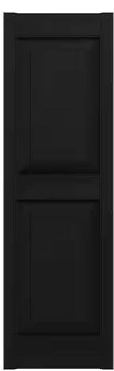 Photo 1 of 14.75 in. x 39 in. Raised Panel Vinyl Exterior Shutters Pair in Black


