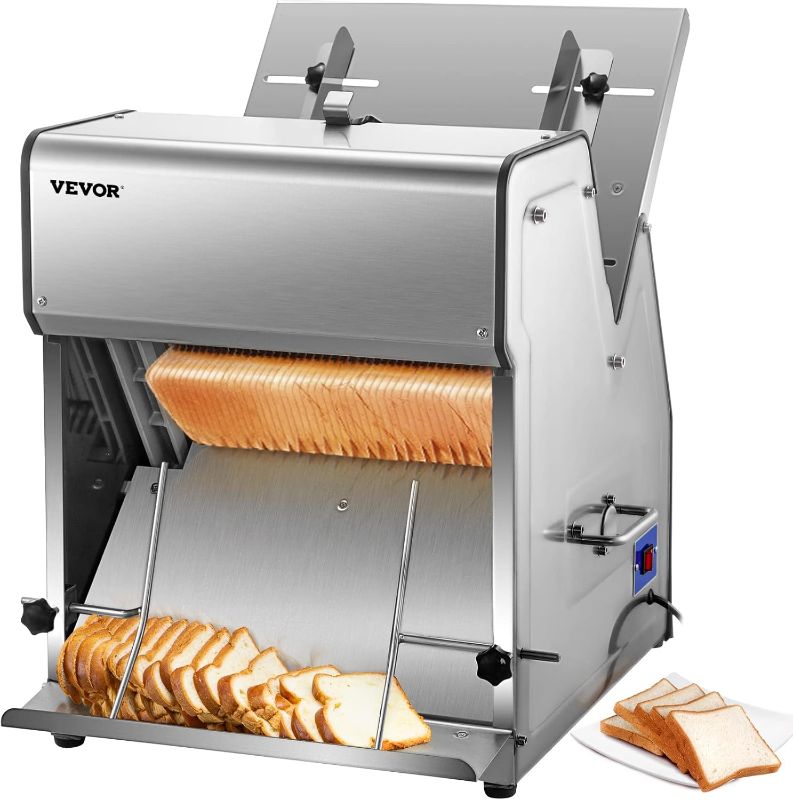 Photo 1 of 
VEVOR Commercial Toast Bread Slicer, 12mm Thickness Electric Bread Cutting Machine, 31PCS Commercial Bakery Bread Slicer, 110V Toast Cutter Cutting Machine,...