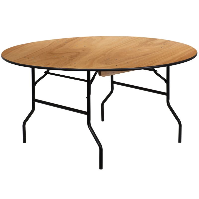 Photo 1 of ***MINOR DAMAGE****Flash Furniture 60'' Round Wood Folding Banquet Table with Clear Coated Finished Top Natural
