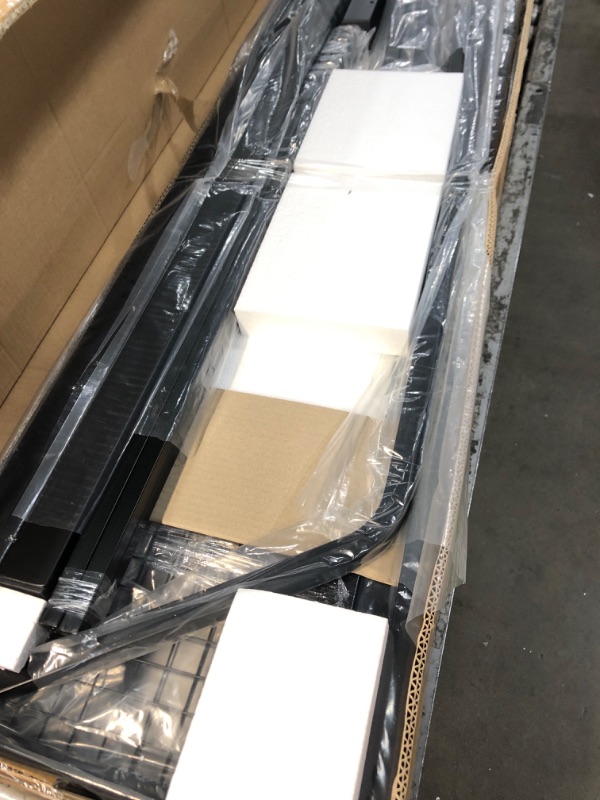 Photo 1 of *MISSING BOX 2 OF 2 ** BOVZA Twin Size House Loft Bed with Stairs and Roof, Kids Metal Low Loft Bed Frame with a Storage Box and Saftey Guardrails for Teens Boys, Black+White
