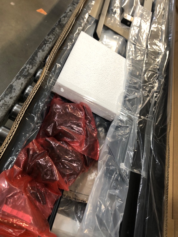 Photo 1 of *MISSING BOX 2 OF 2 ** BOVZA Twin Size House Loft Bed with Stairs and Roof, Kids Metal Low Loft Bed Frame with a Storage Box and Saftey Guardrails for Teens Boys, Black+White
