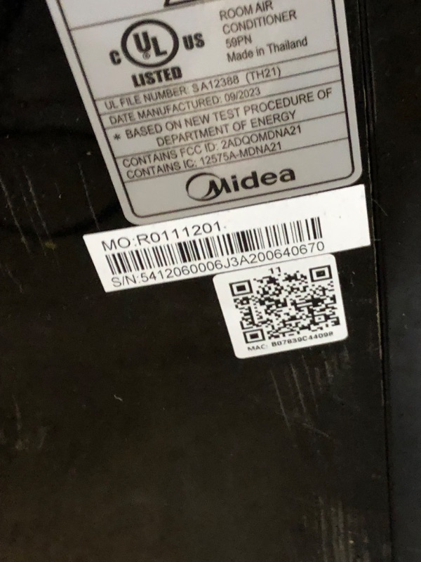 Photo 4 of ***dirty needs cleaning ****Midea Duo 12,000 BTU (10,000 BTU SACC) High Efficiency Inverter, Ultra Quiet Portable Air Conditioner, Cools up to 450 Sq. Ft., Works with Alexa/Google Assistant, Includes Remote Black 12,000 BTU