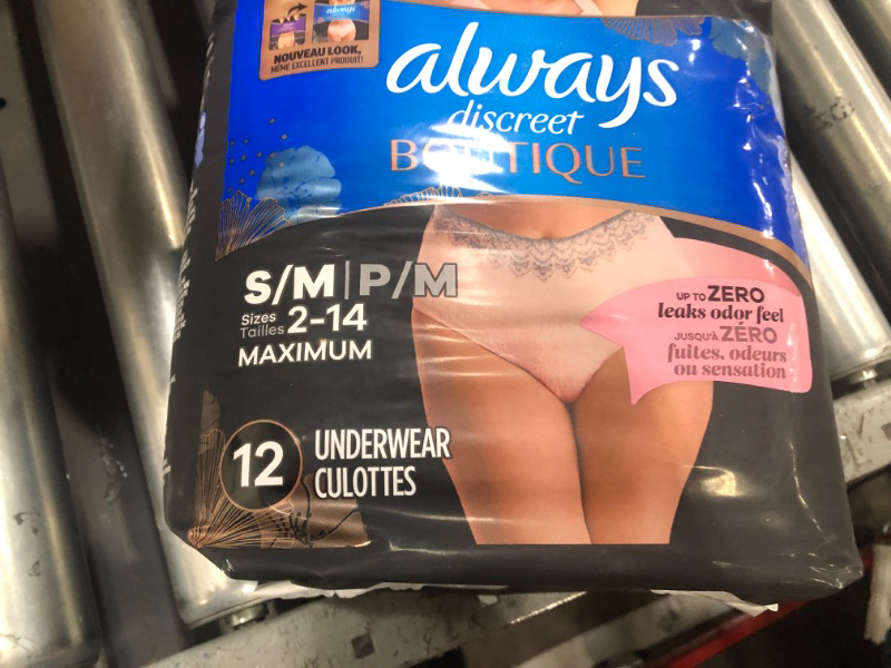 Photo 2 of (READ FULL POST) Always Discreet Boutique Incontinence and Postpartum Underwear for Women, Maximum Protection, S/M, Rosy, 12 Count
