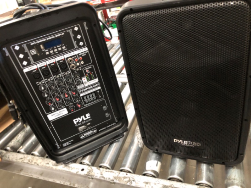 Photo 2 of ***Parts Only***Pyle PA Speaker DJ Mixer Bundle - 300 W Portable Wireless Bluetooth Sound System w/ USB SD XLR 1/4" RCA Inputs - Dual Speaker