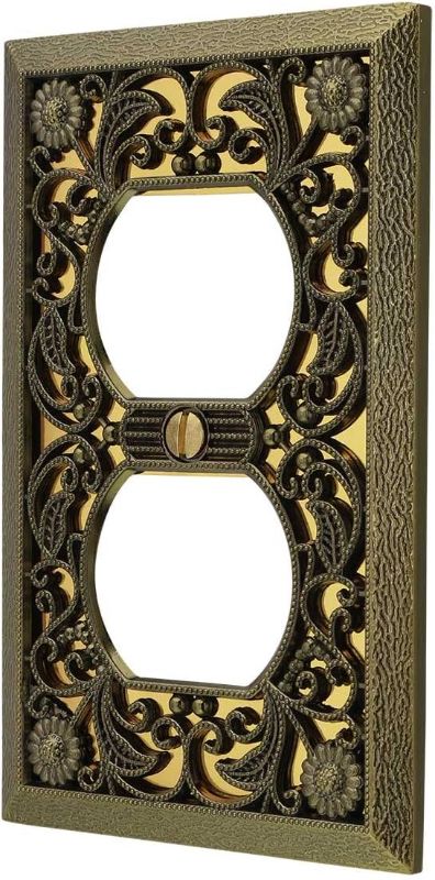 Photo 1 of Amerelle 65DAB Filigree Wallplate, 1 Duplex, Antique Brass
