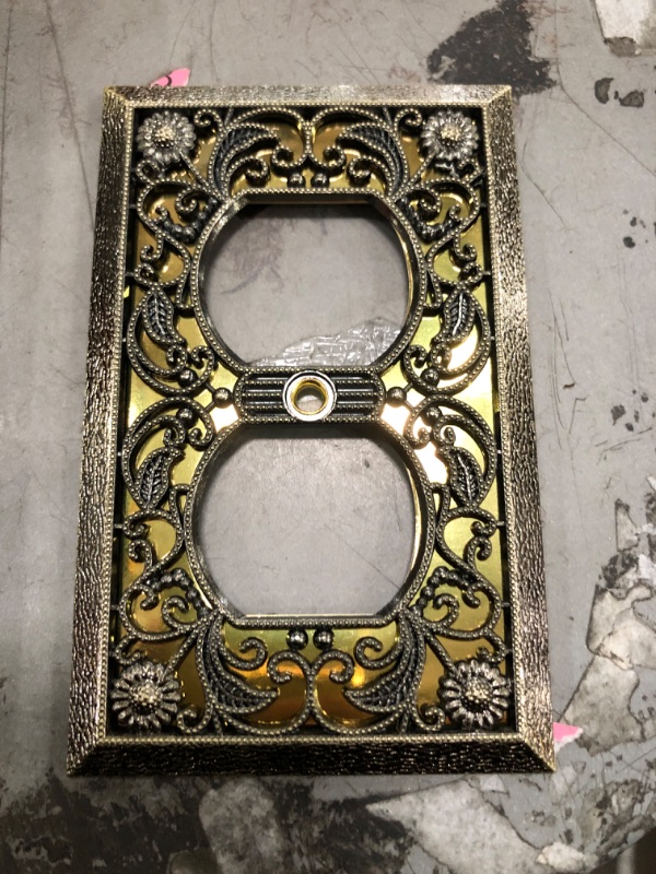 Photo 2 of Amerelle 65DAB Filigree Wallplate, 1 Duplex, Antique Brass
