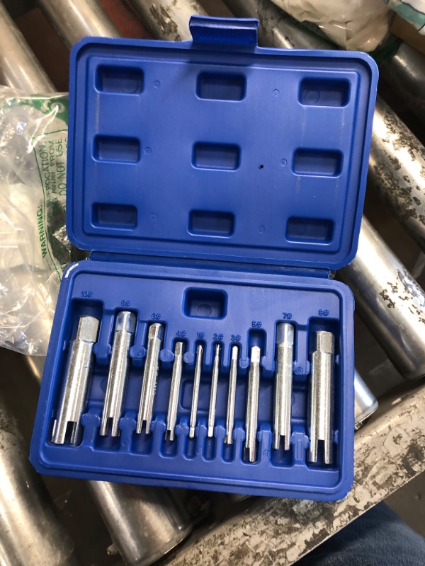 Photo 2 of 10Pcs/Set Steel Broken Head Taps Stripped Screw Remover Kit Tap Extractor Set (#C 656g/23.1oz)