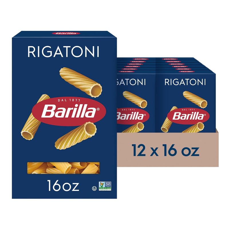 Photo 1 of *USE BY- 2026/NOV./01**Barilla Rigatoni Pasta, 16 oz. Box (Pack of 12) - Non-GMO Pasta Made with Durum Wheat Semolina - Kosher Certified Pasta