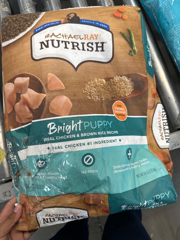 Photo 3 of *TAPED BAG** BB-SEP/29/2025** Rachael Ray Nutrish Real Chicken & Brown Rice Recipe Bright Puppy Super Premium Dry Dog Food