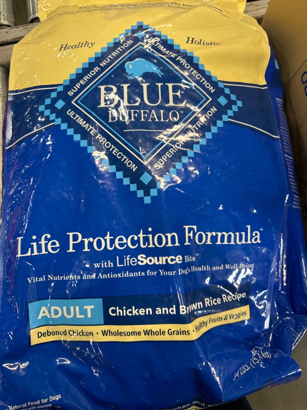 Photo 3 of *BAG TAPED// BB-2025/DEC./3**Blue Buffalo Life Protection Formula Adult Dry Dog Food, Helps Build and Maintain Strong Muscles, Made with Natural Ingredients, Chicken & Brown Rice Recipe, 34-lb. Bag