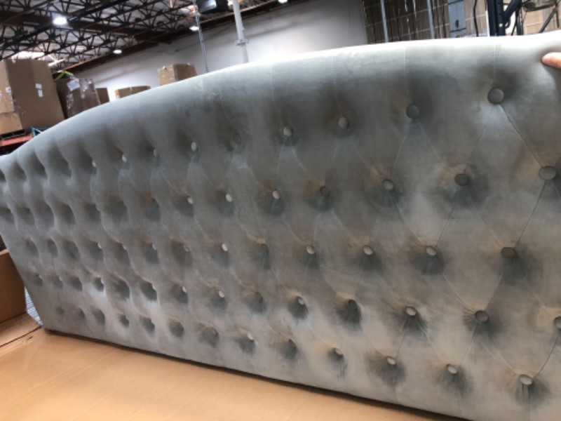 Photo 1 of 24KF Velvet Upholstered Tufted Button King Headboard and Comfortable Fashional Padded King/California King Size headboard- Gray