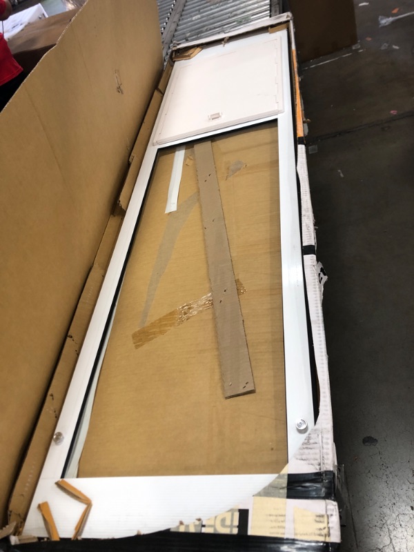 Photo 2 of ***USED - LIKELY MISSING PARTS - UNABLE TO VERIFY FUNCTIONALITY***
80'' Pet Patio Door in White, 18.75IN X 1.875IN X 77.625IN, XX-Large, Silver