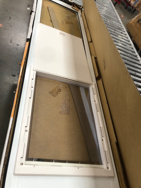 Photo 3 of ***USED - LIKELY MISSING PARTS - UNABLE TO VERIFY FUNCTIONALITY***
80'' Pet Patio Door in White, 18.75IN X 1.875IN X 77.625IN, XX-Large, Silver