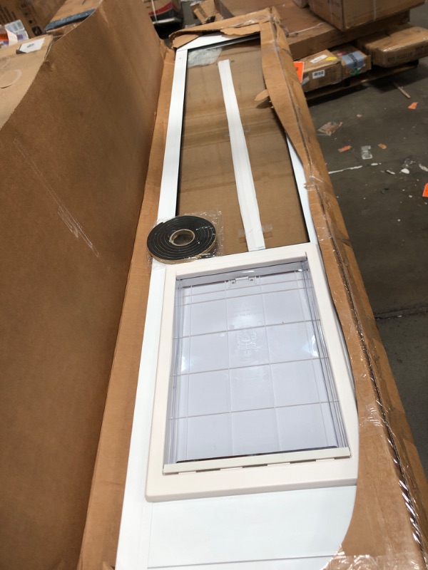 Photo 2 of 10.5 in. x 15 in. Large White Pet and Dog Patio Door Insert for 77.6 in. to 80.4 in. Aluminum Sliding Glass Door